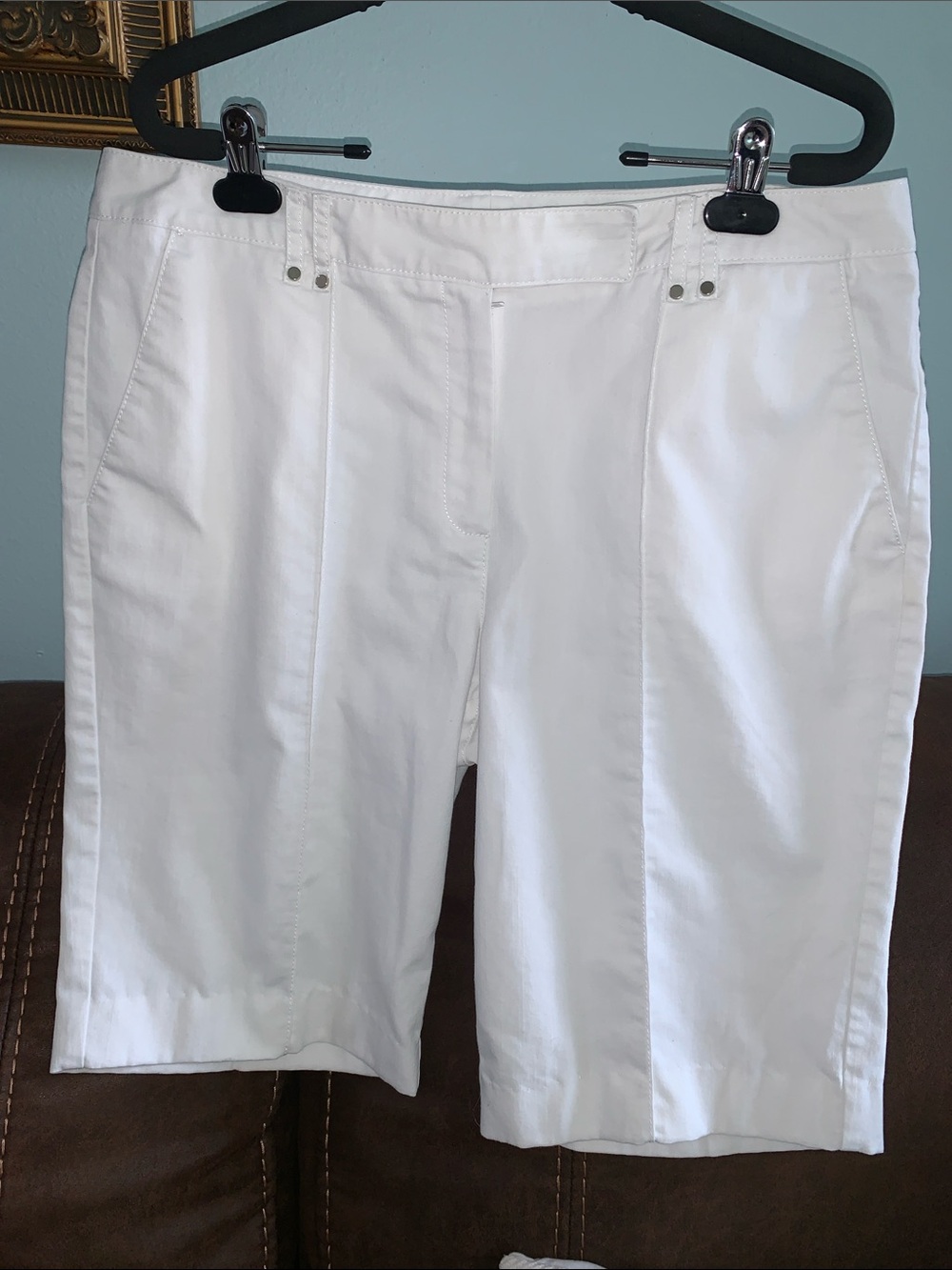 Larry Levine Bright White Tailored Bermuda Shorts